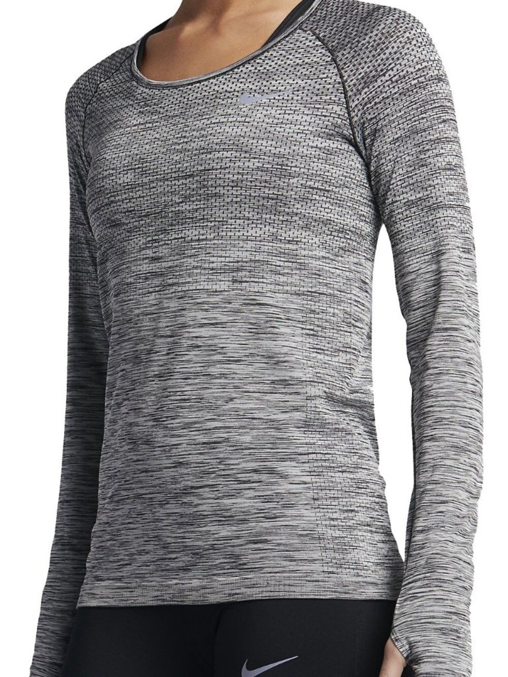Nike Women's Black Gray Dri-Fit Knit Mesh Heather Training T-Shirt Size M